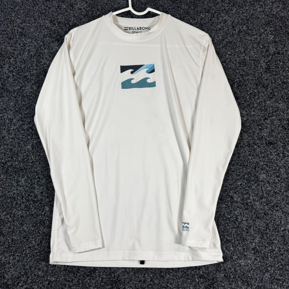 Billabong Mens Long Sleeve Rash Guard White UV Protection Swim Shirt MWLYECHL S